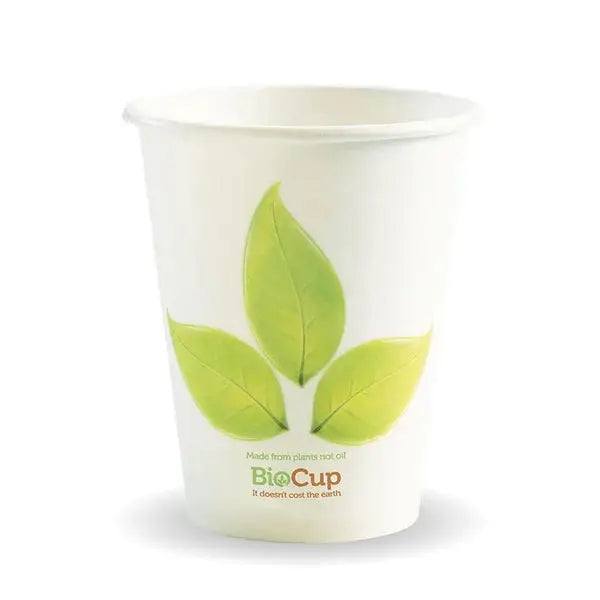 BioPack 280ml / 8oz (80mm) Leaf Single Wall BioCup - 50 Cups - Philip Moore Cleaning Supplies Christchurch