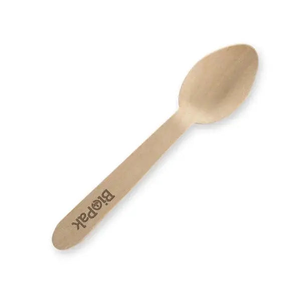 BioPak 10cm Wooden Teaspoon - Sleeve of 100 Spoons - Philip Moore Cleaning Supplies Christchurch