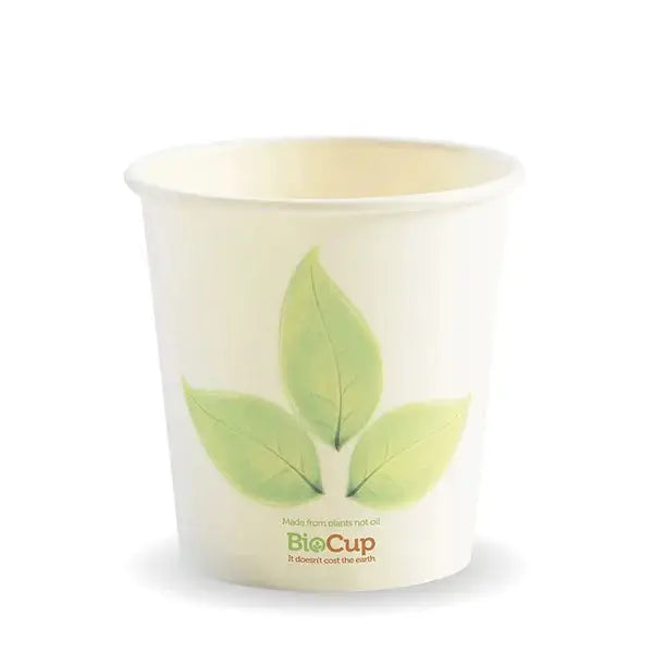 BioPak 120ml / 4oz Leaf Single Wall BioCup - 50 Cups - Philip Moore Cleaning Supplies Christchurch