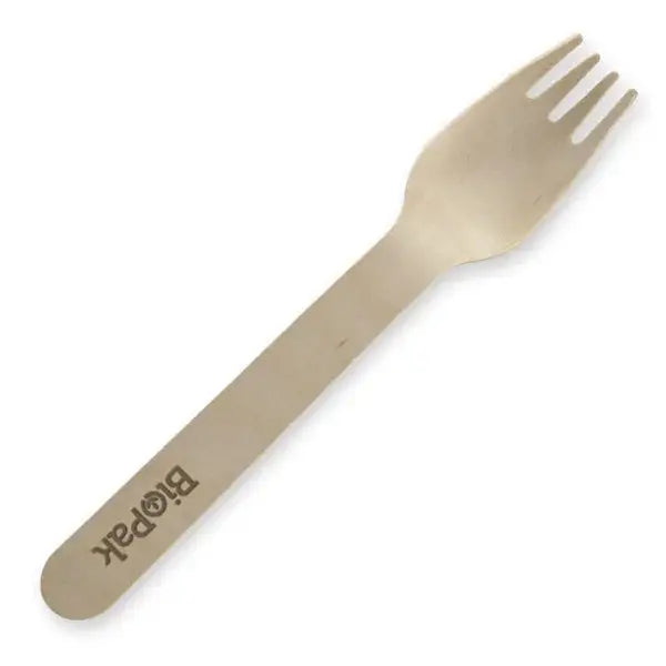 BioPak 16cm Wooden Fork - Sleeve of 100 Forks - Philip Moore Cleaning Supplies Christchurch