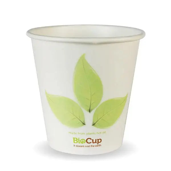BioPak 230ml/6oz Leaf Single Wall BioCup - 50 Cups - Philip Moore Cleaning Supplies Christchurch