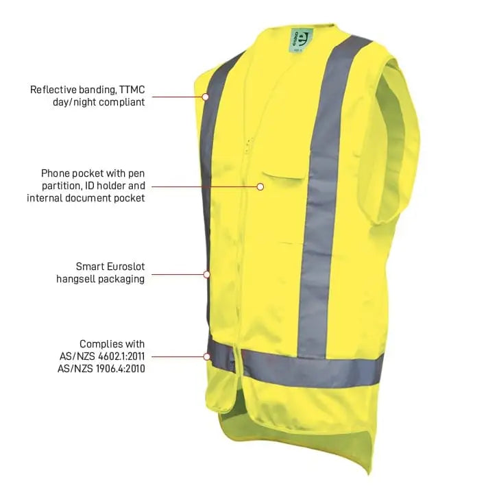 Esko Hi-Vis Vest - Yellow Small - Philip Moore Cleaning Supplies Christchurch