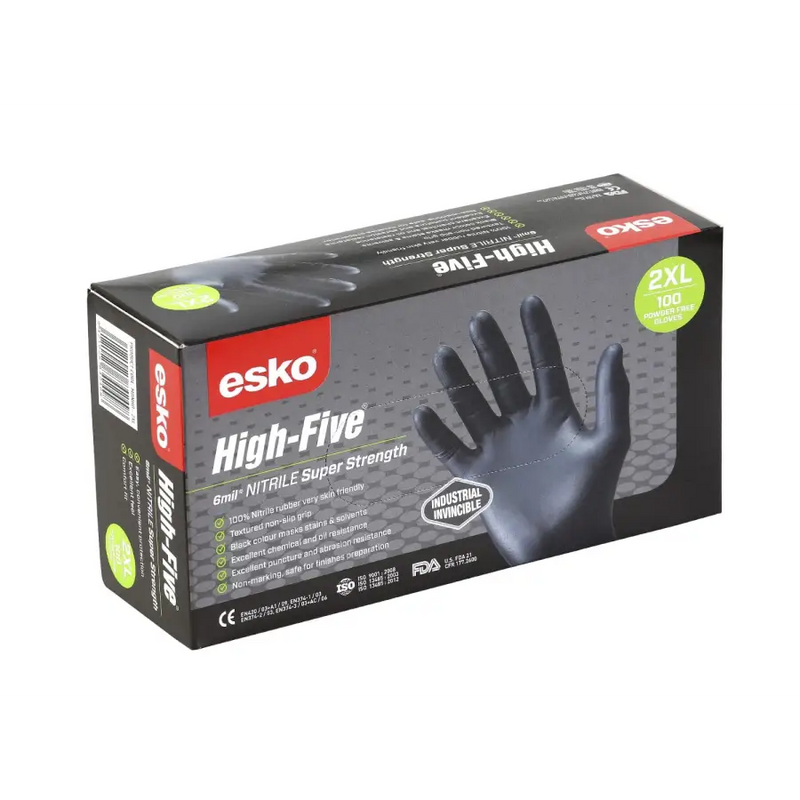 Esko High Five Industrial Black Nitrile Glove - Philip Moore Cleaning Supplies Christchurch