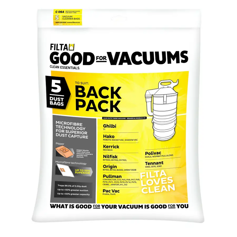 Filta Common Backpack SMS Multi-layered Vacuum Cleaner Bags 5 Pack (C064) - Philip Moore Cleaning Supplies Christchurch