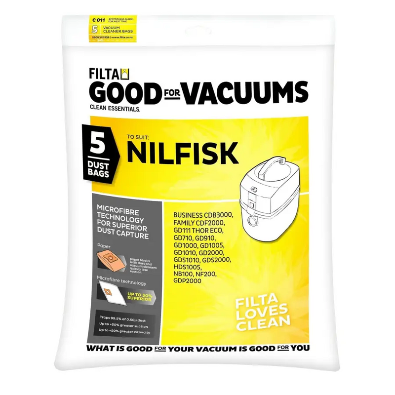 Filta Nilfisk GD, VP Series SMS Multi Layered Vacuum Cleaner Bags 5 PK (C011) - Philip Moore Cleaning Supplies Christchurch