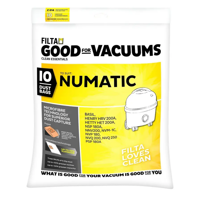 Filta Numatic 1C SMS Multi Layered Vacuum Cleaner Bags 10 PK (C014) - Philip Moore Cleaning Supplies Christchurch