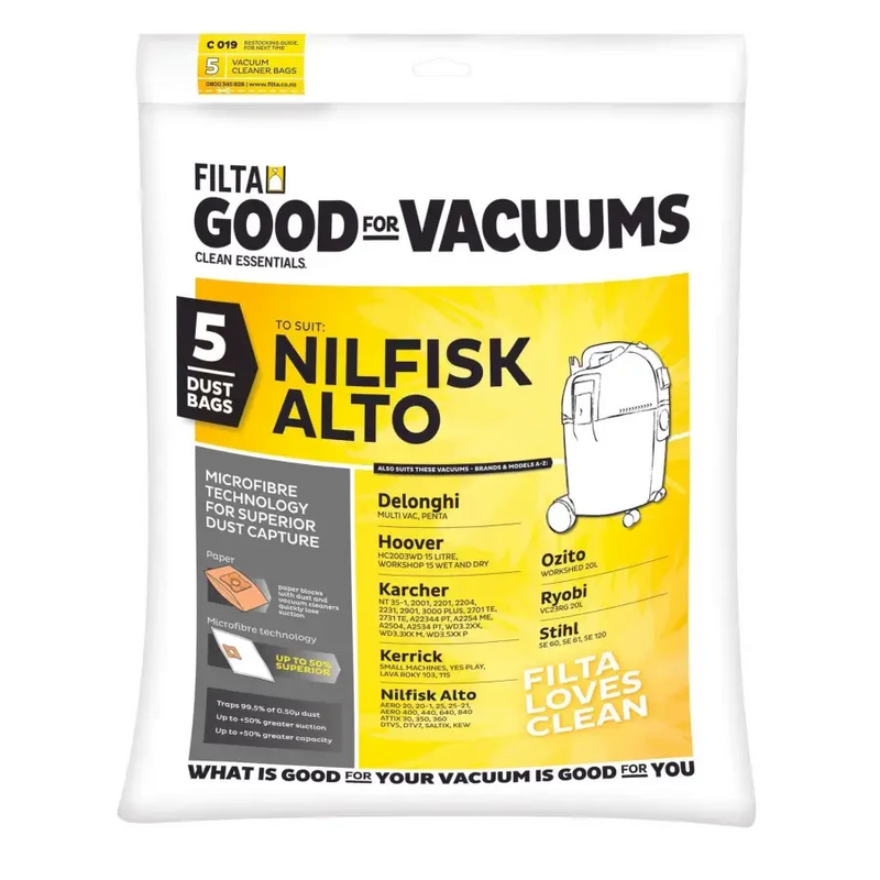 Filta Wet & Dry 20LT SMS Multi Layered Vacuum Cleaner Bags 5 PK (C019) - Philip Moore Cleaning Supplies Christchurch