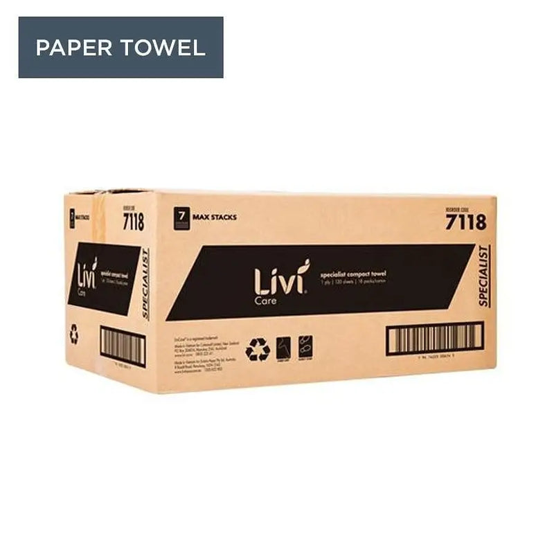 Livi Care Compact Towel 1 Ply 120 Sheets - Philip Moore Cleaning Supplies Christchurch