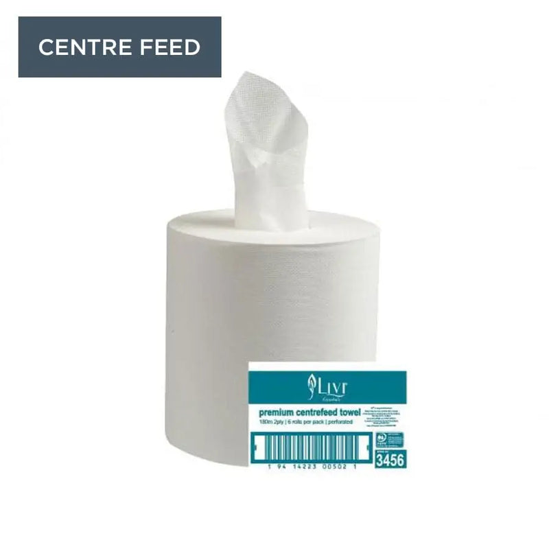 Livi Essentials White Centrefeed Towel 2 Ply 180m - Philip Moore Cleaning Supplies Christchurch