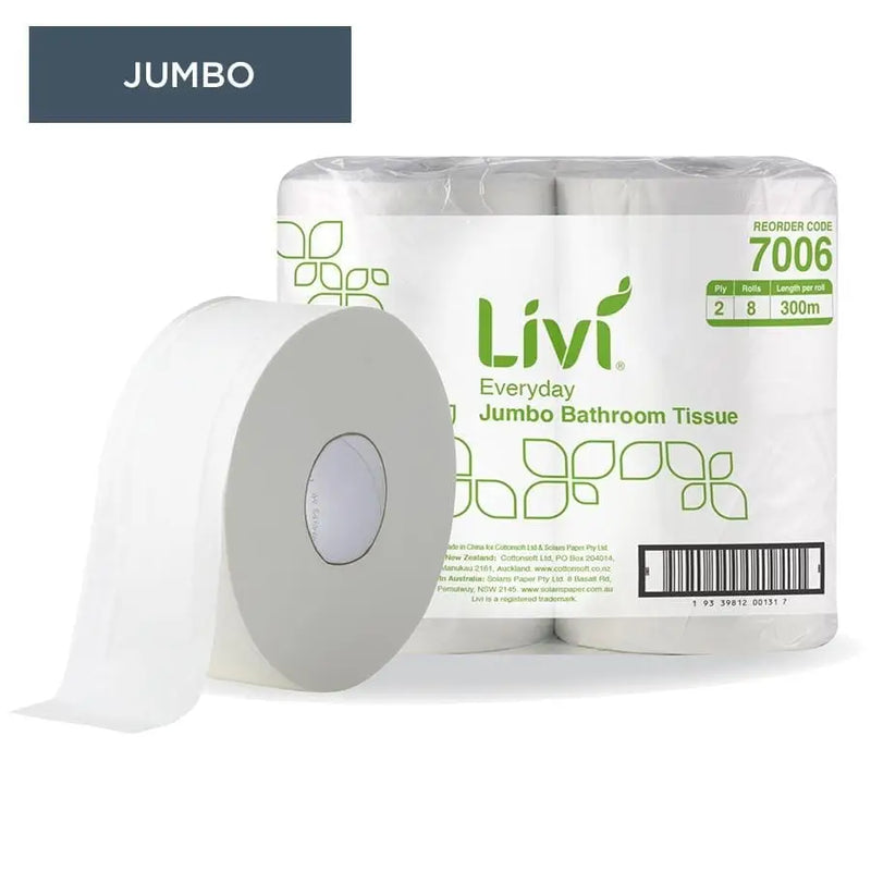 Livi Everyday Jumbo Roll Bathroom Tissue 2 Ply 300m - Philip Moore Cleaning Supplies Christchurch