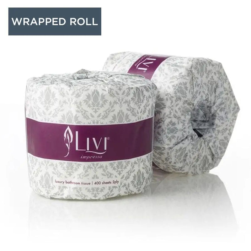 Livi Impressa Bathroom Tissue Single Wrapped Rolls 2 Ply 400 Sheets 48 rolls - Philip Moore Cleaning Supplies Christchurch