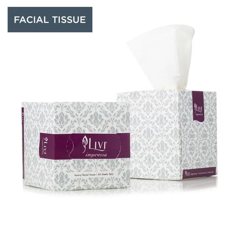 Livi Impressa Luxury Facial Tissue Cube 3 Ply 65 Sheets x 24 Cubes - Philip Moore Cleaning Supplies Christchurch