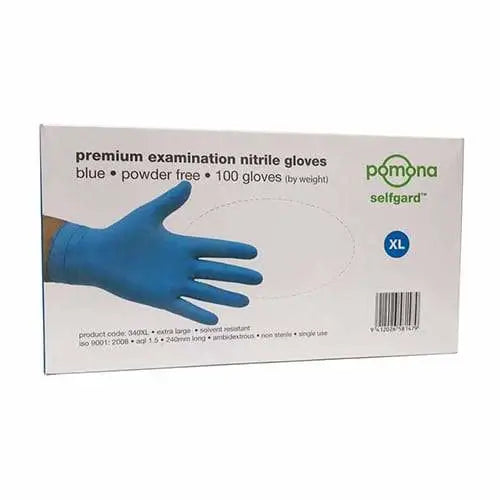 Pomona Blue Nitrile Gloves Small - Pack of 100 - Philip Moore Cleaning Supplies Christchurch
