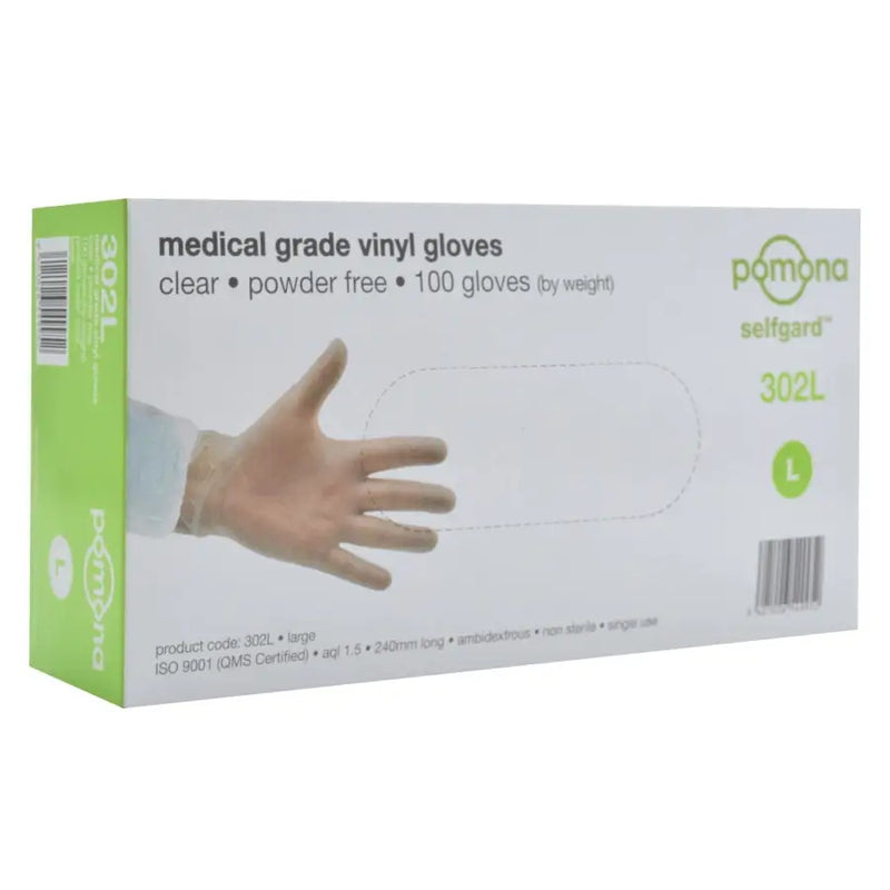 Pomona Food Grade Natural Vinyl Glove Powder Free - Large -
