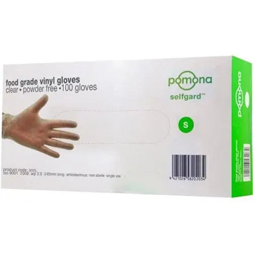 Pomona Food Grade Natural Vinyl Glove Powder Free - Small -